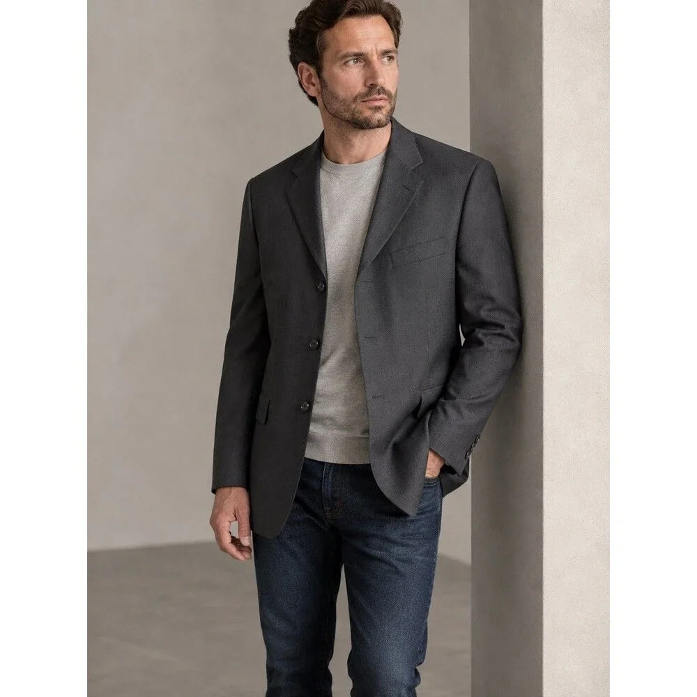 Joseph & Feiss Men’s Blazer 44T Charcoal 100% Worsted Wool 3 Button Canada